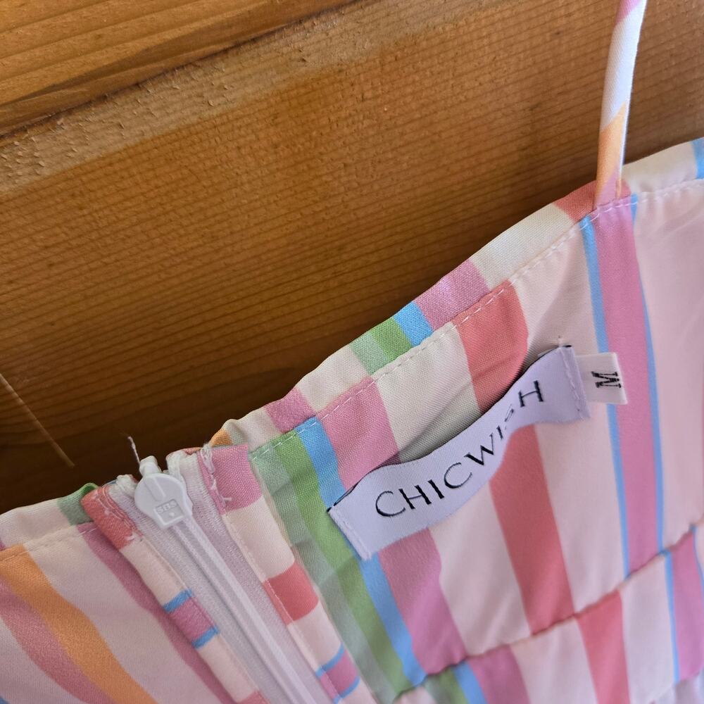 Chicwish Rainbow Stripe Maxi Dress Tassle Boho Preppy Med Summer Pastel Cottage - Picture 3 of 6
